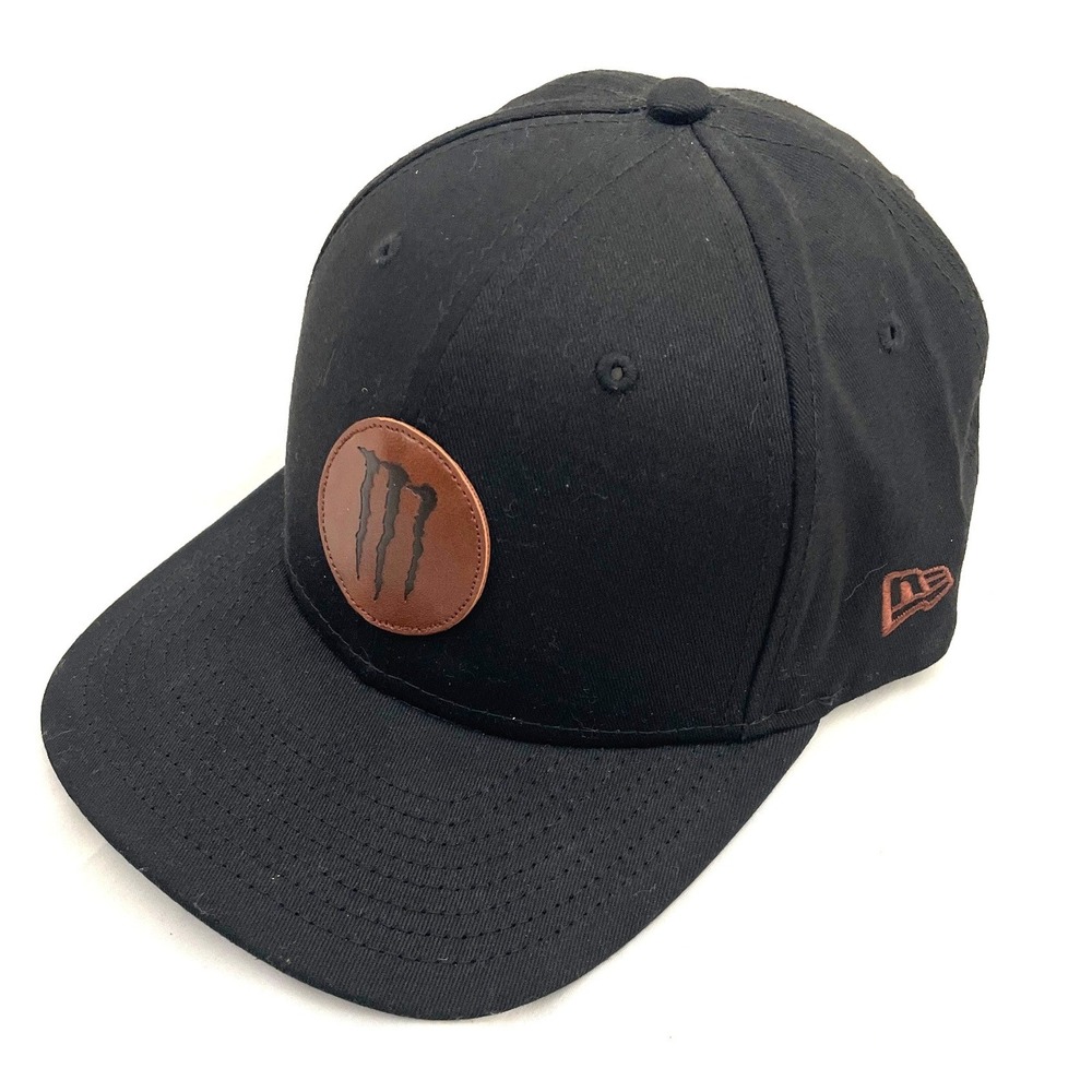 New Era Monster Energy Java Strapback Hat Mens OSFM Black Leather Patch Cap